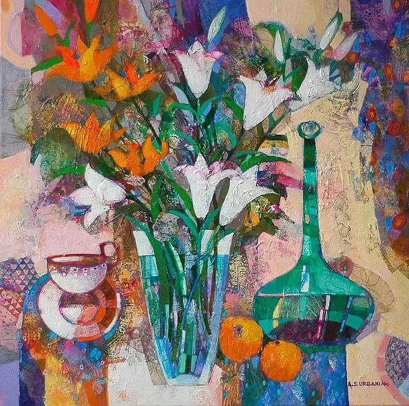 Alicja Słaboń Urbaniak - Gold and white lilies