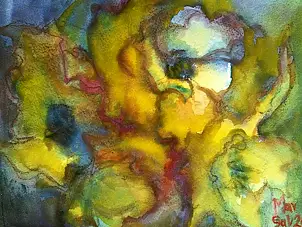 Marzena Salwowska, Złote róże/Trawa i kwiat, Akwarele - papier, 28 x 21