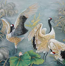 Monika Przerwa Tetmajer - Golden cranes on water