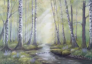 Luba Santkiewicz, Złoty las, Obraz akrylowy - płótno, 70 x 50