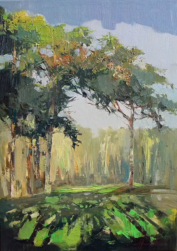 Henadzy Havartsou, Il respiro dorato dell'autunno, Quadro a olio - tela, 50 x 70
