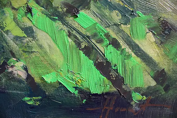 Henadzy Havartsou, Il respiro dorato dell'autunno, Quadro a olio - tela, 50 x 70