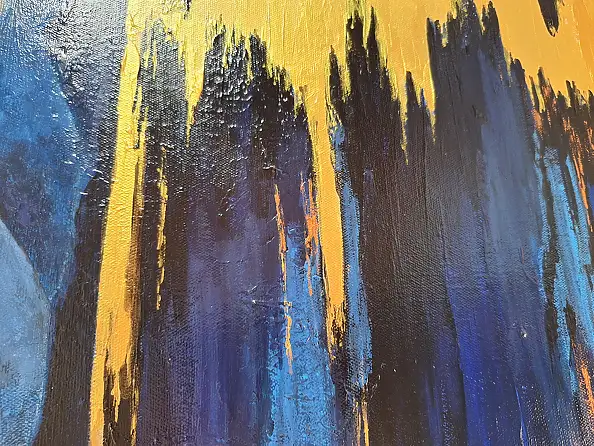 Magda Malinowska, Il sentiero dorato del silenzio, Impasto, Dipinto acrilico - tela, 100 x 100