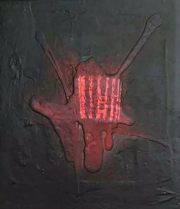 Piotr Kukla Qkla - "Change of weather", acrylic / oil / plywood, 40X47 cm, 2018