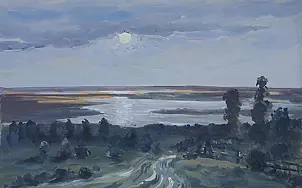 Sabina Salamon - Twilight, landscape with the moon