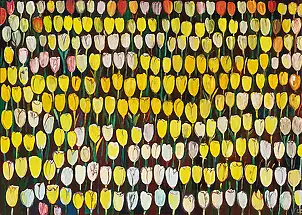 Edward Dwurnik, Yellow Tulips, 1998 - 160x220 cm, Oil painting - canvas, 220 x 160