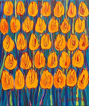 Edward Dwurnik - Yellow Tulips, 2017