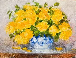 Tadeusz Gazda - Żółte róże w porcelanie