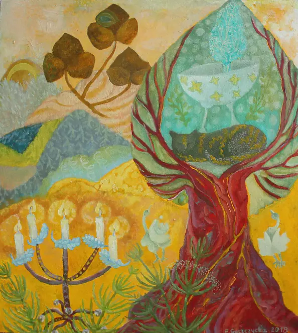 Elżbieta Goszczycka - Żółty pejzaż ze świecznikiem