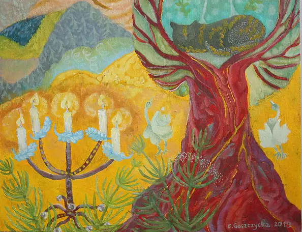 Elżbieta Goszczycka - Żółty pejzaż ze świecznikiem