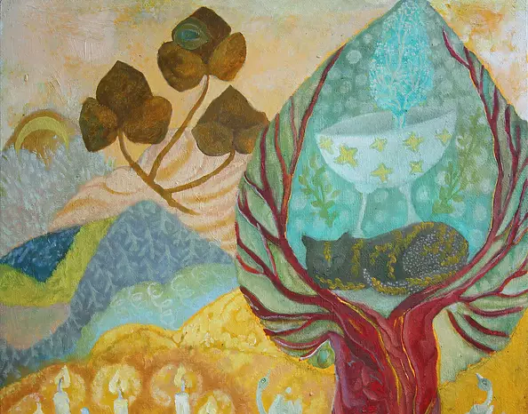 Elżbieta Goszczycka - Żółty pejzaż ze świecznikiem