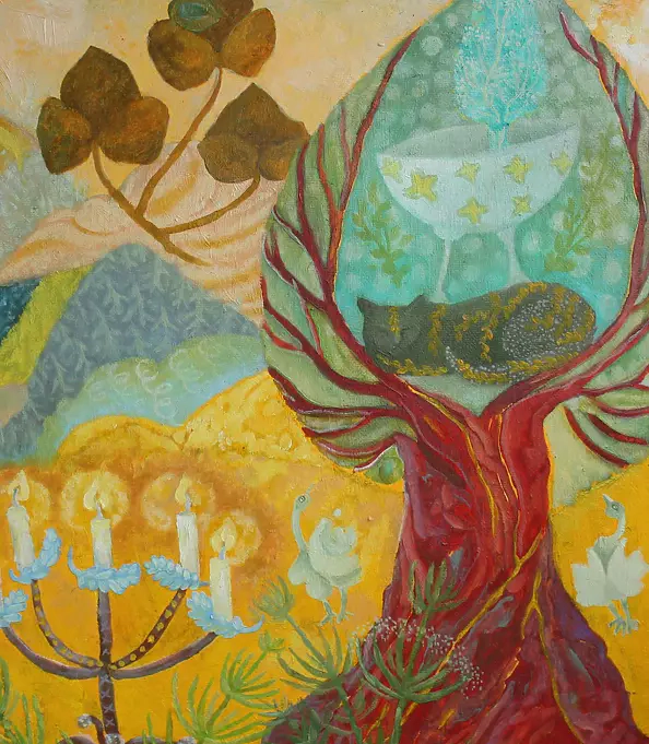 Elżbieta Goszczycka - Żółty pejzaż ze świecznikiem