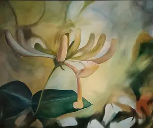 Jolanta Mazur, chèvrefeuille jaune, Peinture à l'huile - toile, 120 x 100