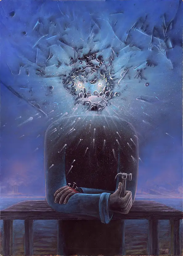 Krzysztof Polaczenko, Fai da te, Dipinto acrilico - pannello, 50 x 70