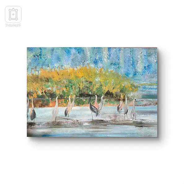 Ewa Mościszko - Cranes strolling, Canvas print 70x50x1cm