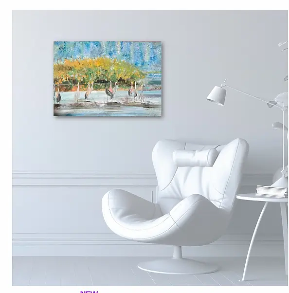 Ewa Mościszko - Cranes strolling, Canvas print 70x50x1cm