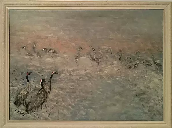 Agnieszka Mantaj - Cranes in the mist