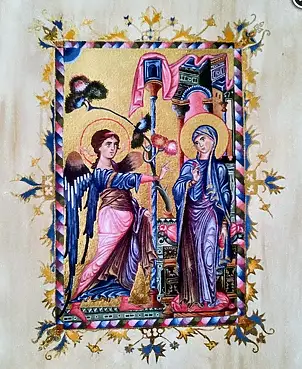 Jadwiga Kowalska, The Annunciation according to Toros Roslin, Tempera - paper, 30 x 42