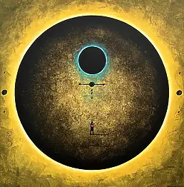 Sebastian Garyantesiewicz, Le Miroir de la Singularité Primordiale, Peinture acrylique - toile, 50 x 50