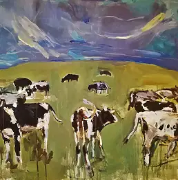 Andżelika Miszczuk, Животные на лугу, Акрилова картина - холст, 100 x 70