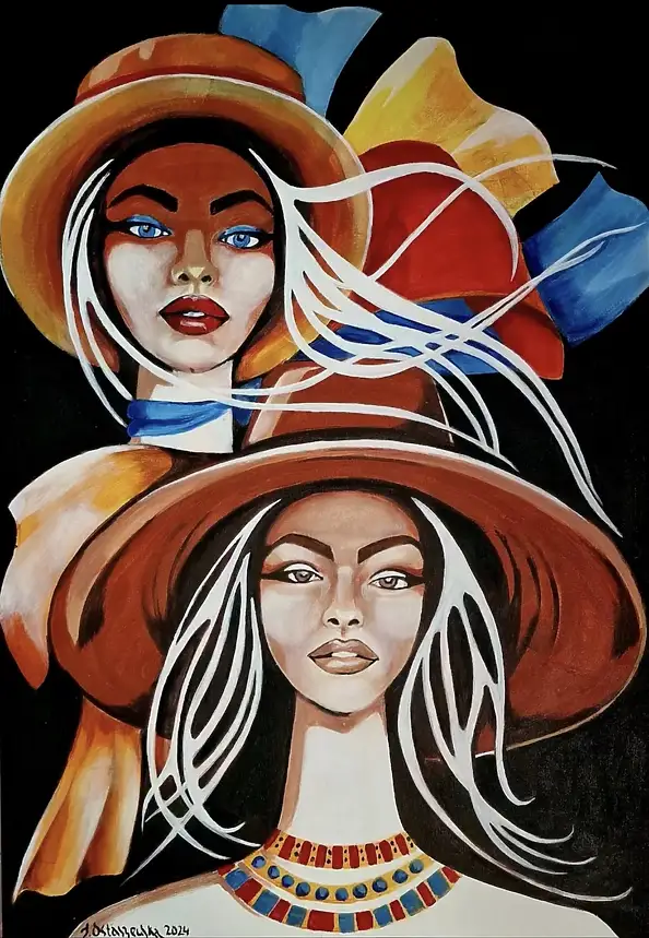 Iwona Ostaszewska, Luftiger Schal, Acrylgemälde - Platte, 50 x 70