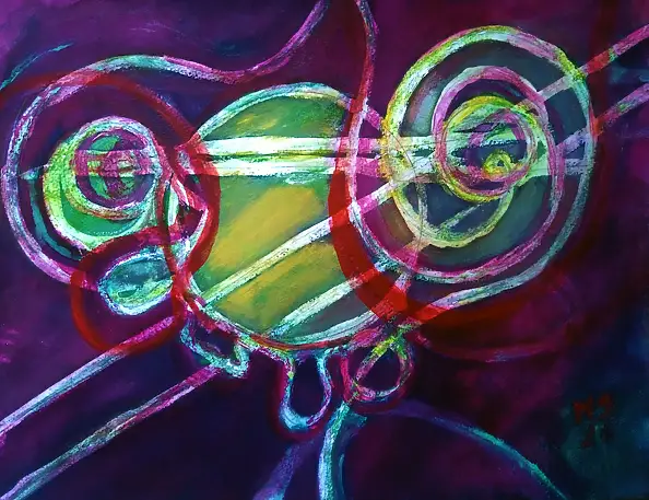 Marzena Salwowska, Ruote viventi/15, Acquarelli, Quadro a olio, Inchiostro - carta, 38 x 30