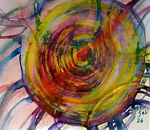 Marzena Salwowska, Living Wheels/16, Acrylgemälde, Pastell - Papier, 40 x 35