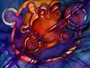 Marzena Salwowska, Живые Колеса/17, Акварелі, Інші, Пастель, Туш - папір, 50 x 37