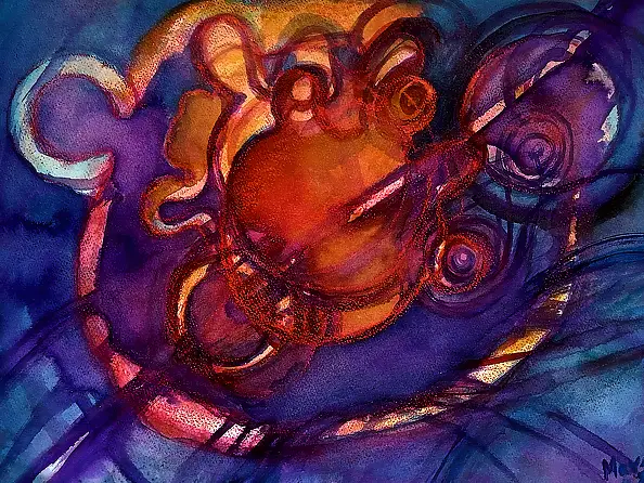 Marzena Salwowska, Живые Колеса/17, Акварелі, Інші, Пастель, Туш - папір, 50 x 37