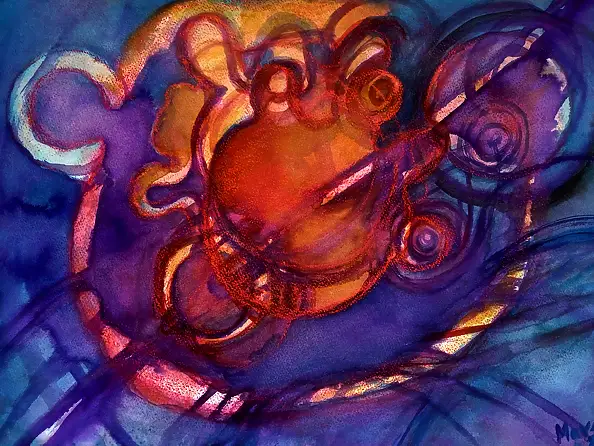 Marzena Salwowska, Живые Колеса/17, Акварелі, Інші, Пастель, Туш - папір, 50 x 37