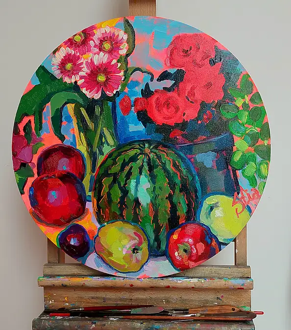 Anastasiia Kurkova, Żywe Płótno, Obraz olejny - płótno, 50 x 50