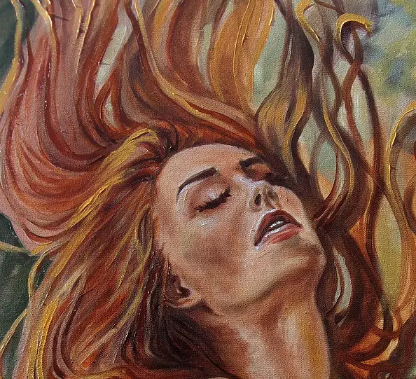 Monika Luniak - "AUTUMN WIND" - RED HAIR ORIGINAL OIL PAINTING