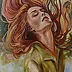 Monika Luniak - "AUTUMN WIND" - RED HAIR ORIGINAL OIL PAINTING
