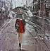 Monika Luniak - "A SPRING STREET" original painting CITY palette knife
