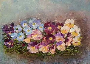 Małgosia Mutor Bar, "Viole del pensiero di marzo" 50/40, Quadro ad acrilico - tela, 50 x 40