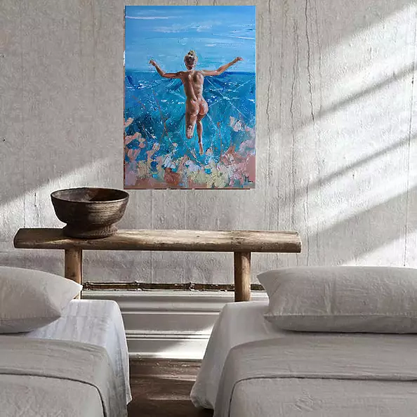 Monika Luniak - "GO AHEAD ..." SEA original painting palette knife GIFT MODERN