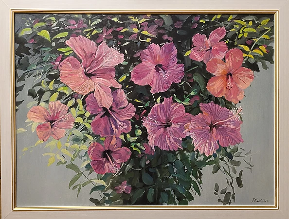 Jerzy Krok - ,,Hibiscus on the wall of the house''