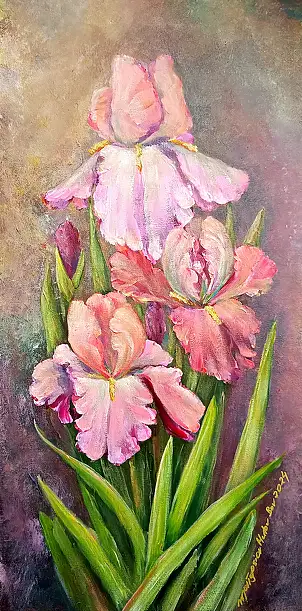 Małgosia Mutor Bar, "Iris in rosa" 30/40, Quadro ad acrilico - tela, 30 x 60