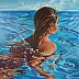 Monika Luniak - "JUST BLUE II" PISCINE 50 x 70 cm peinture originale PARADISE GIFT MODERN