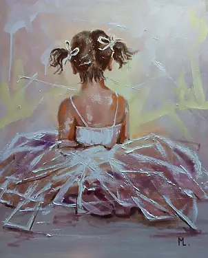   - "LITTLE DANCER" - ballerina liGHt ballet ORIGINAL OIL PAINTING, GIFT, PALETTE KNIFE (2018)
