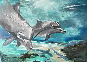 Alicja Walczak, " MORSKIE IGRASZKI", Obraz akrylowy - płótno, 70 x 100