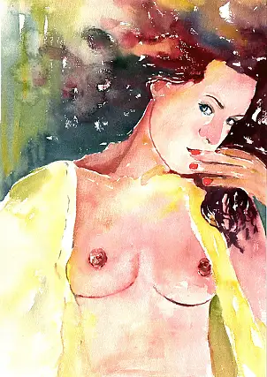 Joanna Małoszczyk, =Pittura=NUDO=acquerello=donna=41/2025, Acquarelli - carta, 29 x 42