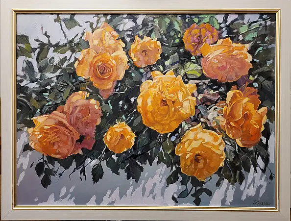 Jerzy Krok - "Orange roses on the wall"