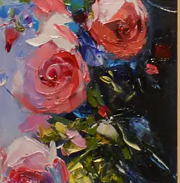 Anna Jabłońska, :Rosen", Ölbild - Leinwand, 20 x 60