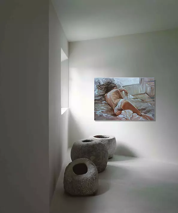 Monika Luniak - "THE LULLABY ..." - WHITE ROSES liGHt ORIGINAL OIL PAINTING