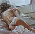 Monika Luniak - "THE LULLABY ..." - WHITE ROSES liGHt ORIGINAL OIL PAINTING