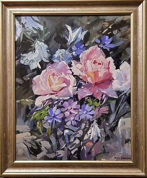 Jerzy Krok - ,,A corner in the garden, roses in the sun''