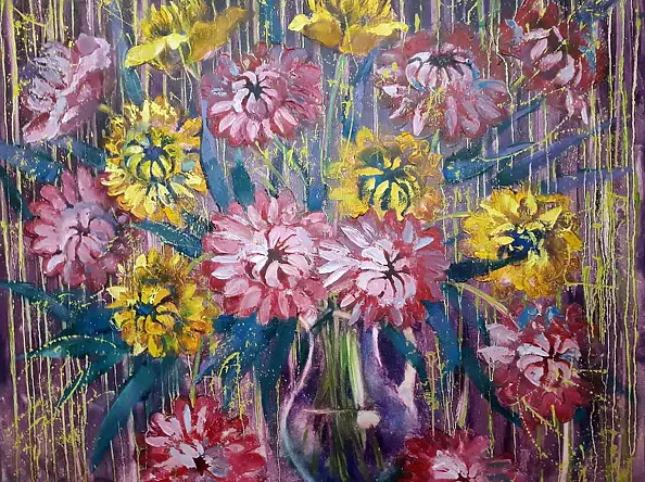 Katerina Skytarenko - Букет фиолетовых и желтых пионов