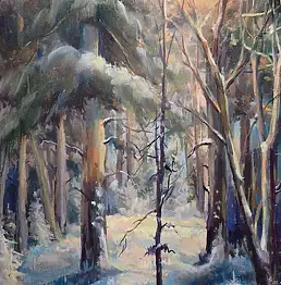 Halina Aksamit, Зимний пейзаж, Ölbild - andere, 43 x 58