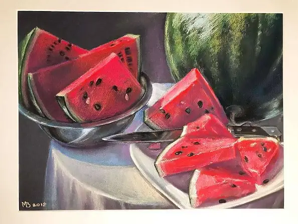 Viktory Mazovetskaya, синие бутылки, Crayon, Pastel - paper, 30 x 40